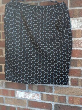 ELLE Black White Geometric Dot Pencil Skirt Career Trousers - Women’s Size M